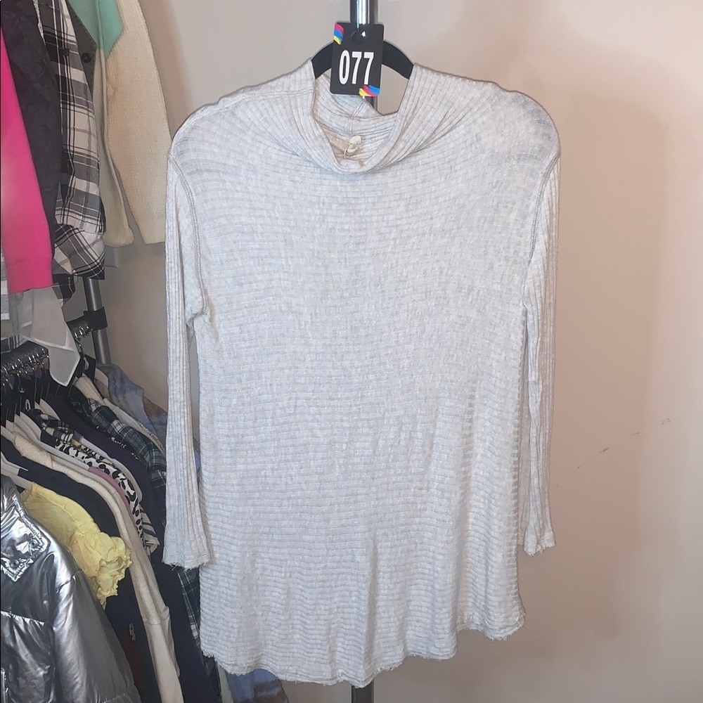 Free People Grey Sweater Ribbed - Picture 2 of 4